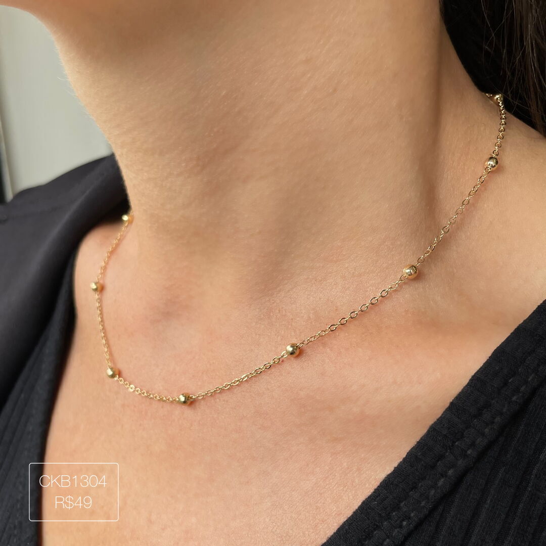 Choker de Bolinhas Lisa Dourada